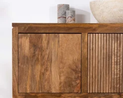 Meuble sous vasque suspendu 140 cm en manguier foncé 
