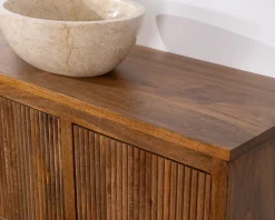 Meuble sous vasque suspendu 140 cm en manguier foncé 