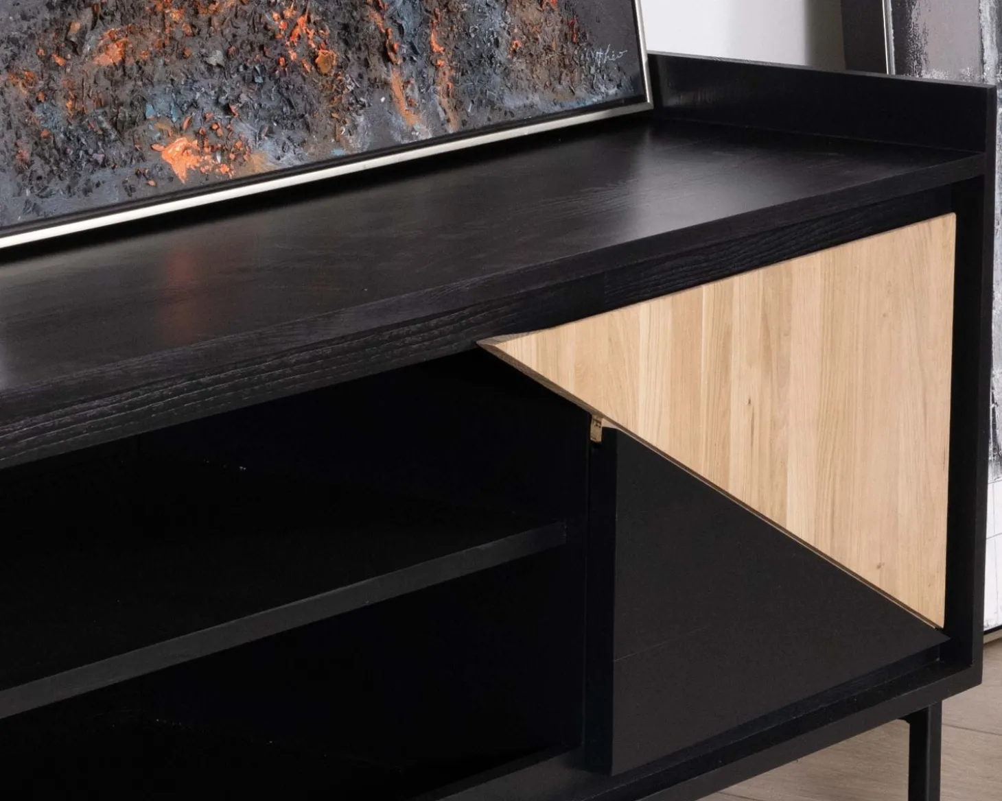 Meuble télé 2 portes 180 cm en bois massif "Trace"