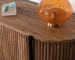 Meuble télé arrondi et façades cannelées en teck recyclé "Troms" 160 cm