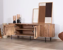 Meuble télé esprit rétro en acacia 