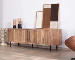 Meuble télé esprit rétro en acacia 