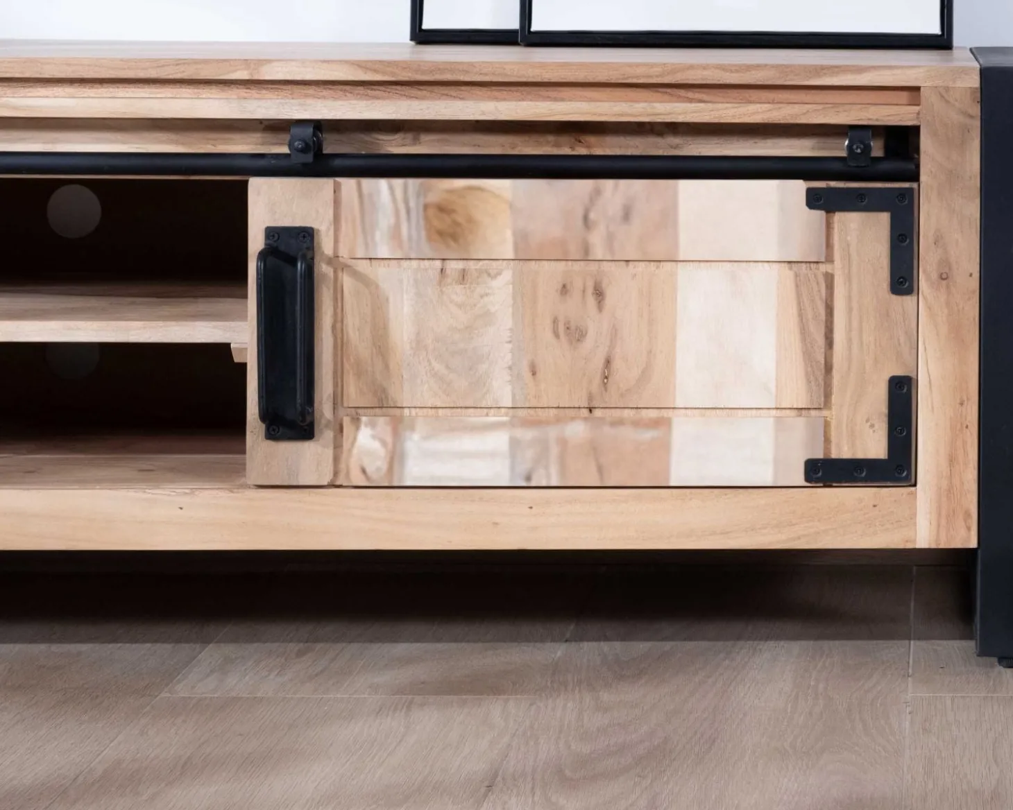 Meuble télé style industriel bois et métal 2 portes "Montréal" 160 cm