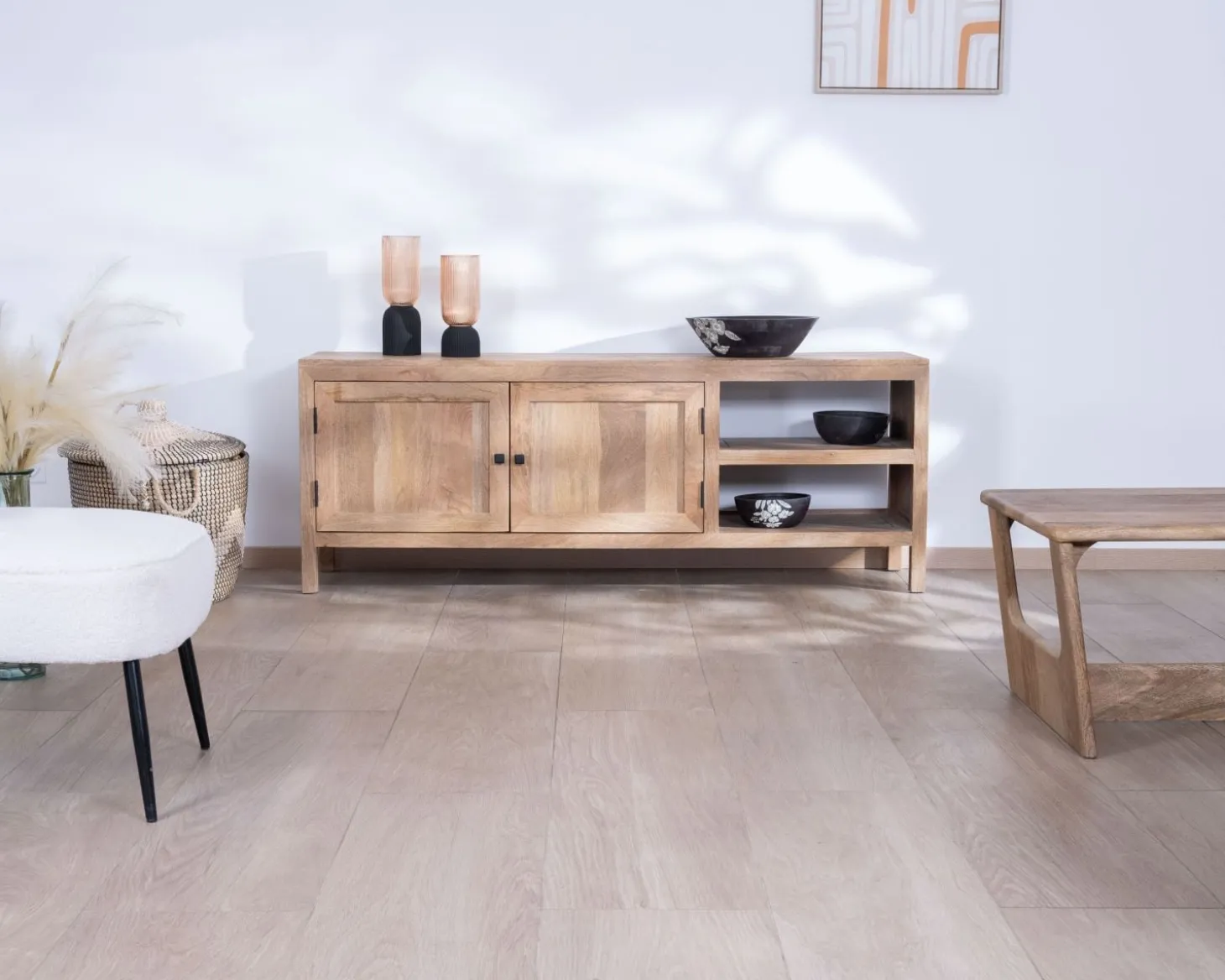 Meuble TV 160 cm en manguier "Maestro" avec double porte