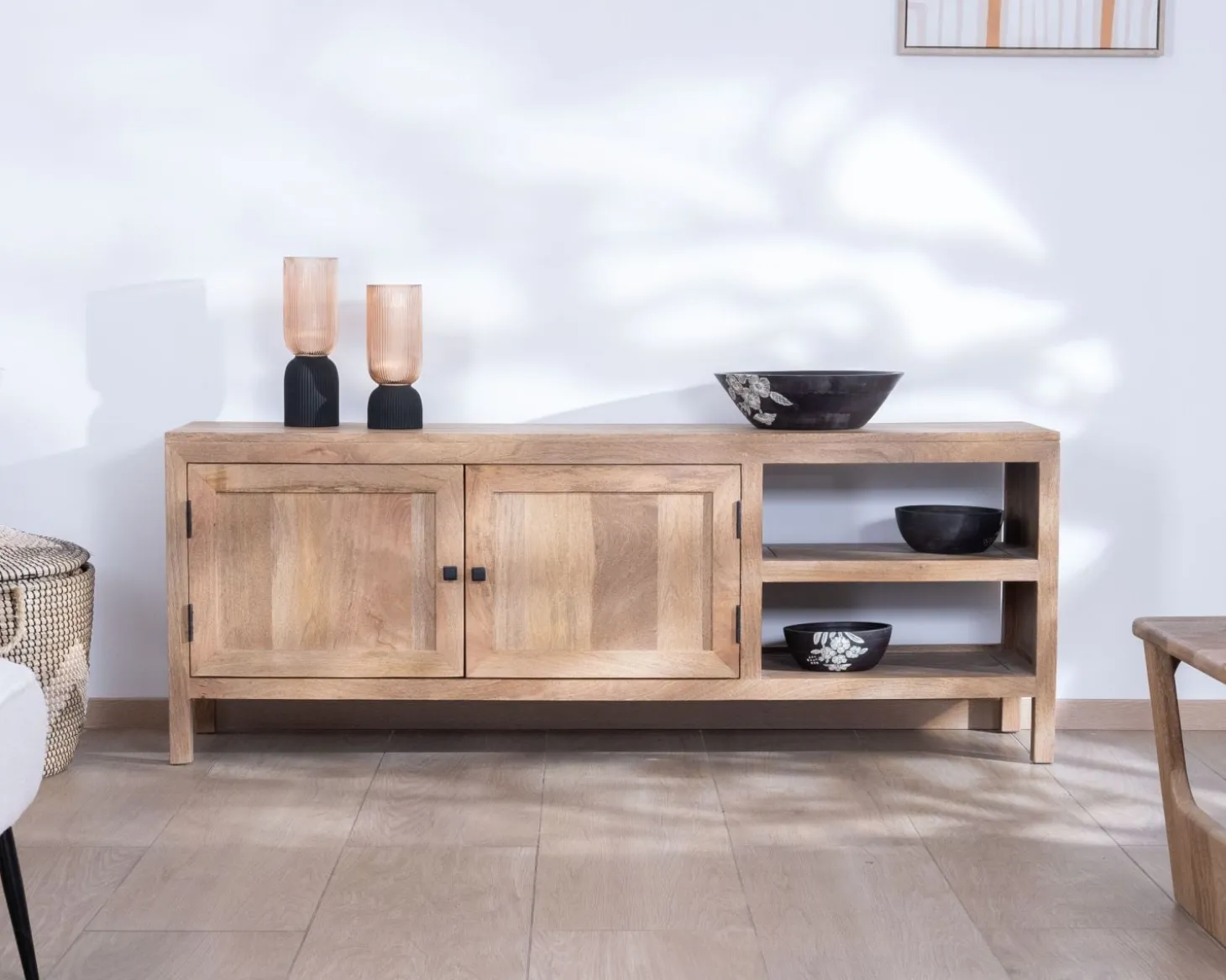 Meuble TV 160 cm en manguier "Maestro" avec double porte