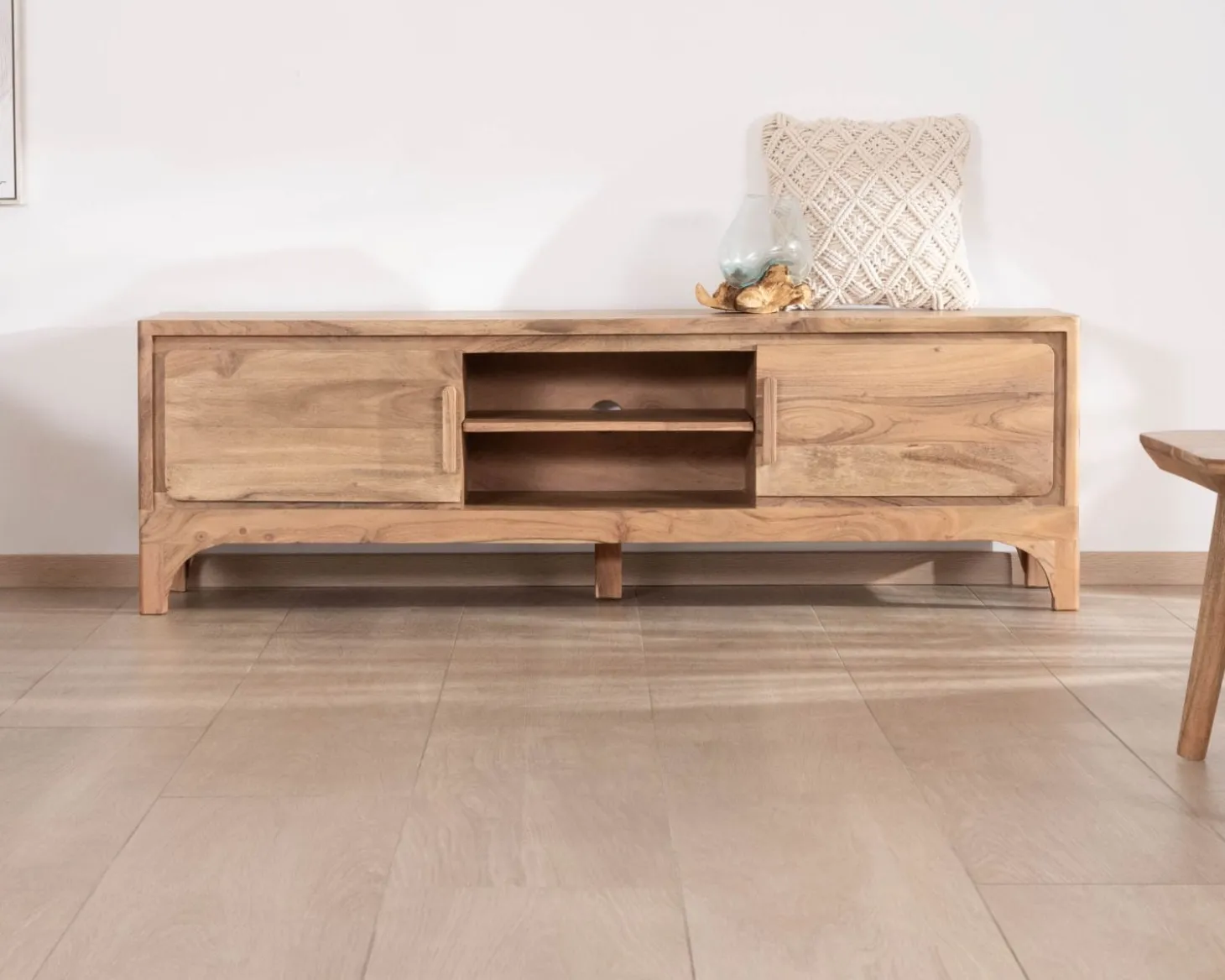 Meuble TV 160 cm style zen en acacia "Melody"