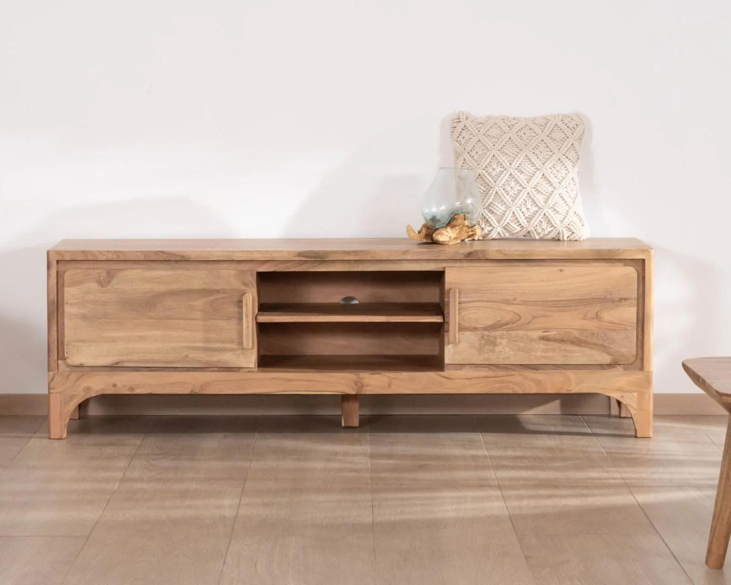 Meuble TV 160 cm style zen en acacia "Melody"
