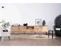 Meuble TV XXL 265cm en manguier massif 4 portes et 1 tiroir 