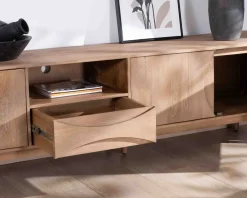 Meuble TV XXL 265cm en manguier massif 4 portes et 1 tiroir 