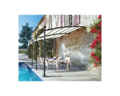 Pergola murale 3 pieds en métal et toit arrondi 
