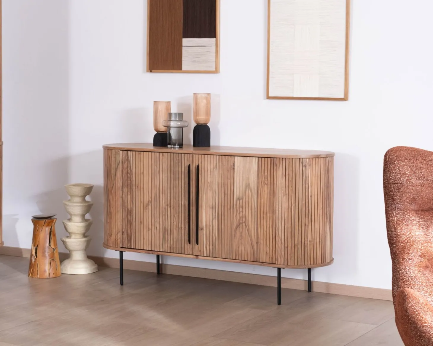 Petit buffet 145 cm en acacia esprit rétro "Bopee"