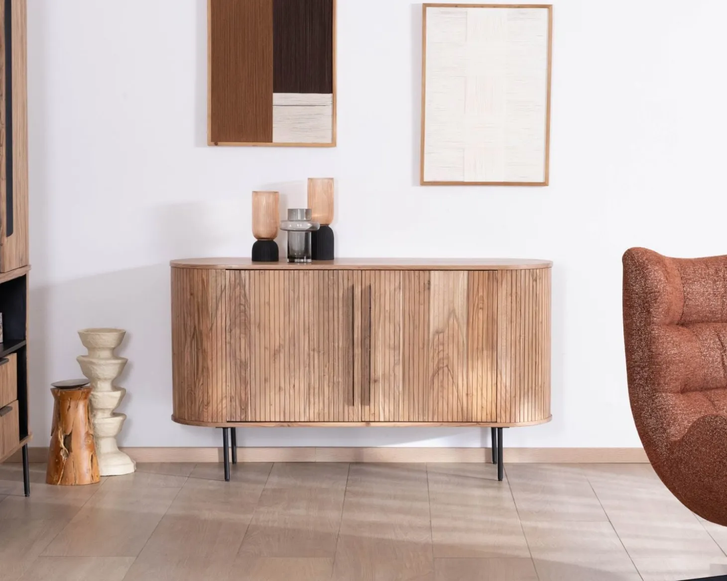 Petit buffet 145 cm en acacia esprit rétro "Bopee"