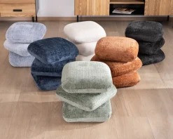Pouf 3 niveaux pivotants design organique en tissu tramé cuivré « Flow » esprit rétro chic
