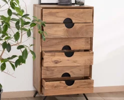 Rangement vertical en acacia 6 tiroirs 