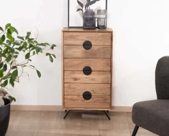 Rangement vertical en acacia 6 tiroirs 