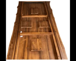 Table à manger plateau teck massif recyclé pieds étoile en métal 