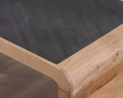 Table basse design retro avec plateau placage pierre 