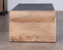 Table basse design retro avec plateau placage pierre 