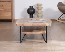 Table basse double plateau forme bateau en acacia massif 