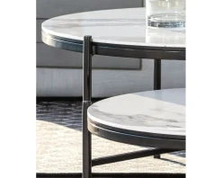 Table basse en céramique et aluminium, diam.60 "Lazy Beach"