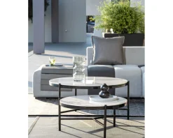 Table basse en céramique et aluminium, diam.60 