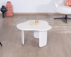 Table basse forme organique aspect terrazzo 