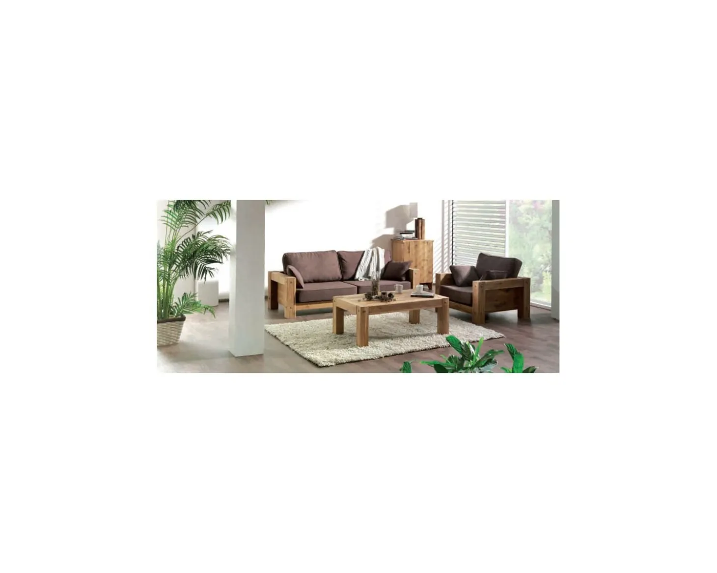Table basse rectangulaire en chêne massif huilé "Lodge Casita"