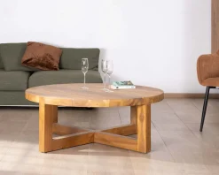 Table basse ronde 110 cm en teck 