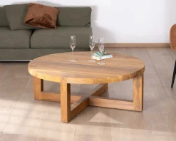 Table basse ronde 110 cm en teck 