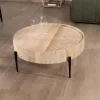 Table basse ronde avec plateau pivotant en cannage "Loopie" diamètre 80 cm