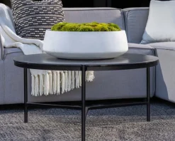Table basse ronde en aluminium et plateau céramique noir 
