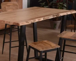 Table de bar 150x90 métal et acacia massif naturel 