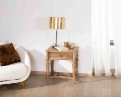 Table de chevet en manguier naturel massif style classique 