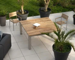 Table de jardin carrée 160 cm en teck 
