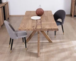 Table de repas 180 cm plateau naturel et pieds croix 