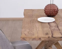 Table de repas 180 cm plateau naturel et pieds croix 