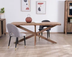 Table de repas 180 cm plateau naturel et pieds croix 
