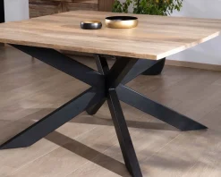 Table de repas carrée extensible style industriel manguier et métal "Haden" 140x140-220cm