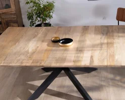 Table de repas carrée extensible style industriel manguier et métal 