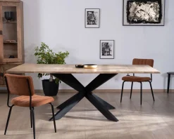 Table de repas carrée extensible style industriel manguier et métal 