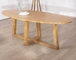 Table de repas elliptique 220 cm en bois 