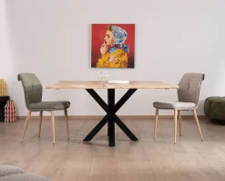 Table de repas en acacia et pieds mikado 