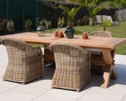 Table de repas en bois de teck recyclé 6/8 personnes "Balangan Beach" 200 cm