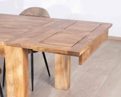 Table de repas extensible en manguier foncé "Jappy" 160 à 250 cm
