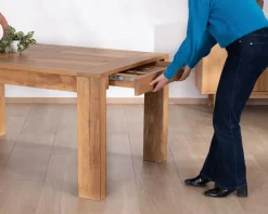 Table de repas extensible en manguier teinte chêne clair 