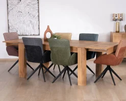 Table de repas extensible en manguier teinte chêne clair 