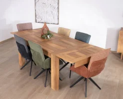 Table de repas extensible en manguier teinte chêne clair 