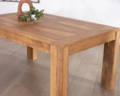 Table de repas extensible en manguier teinte chêne clair 