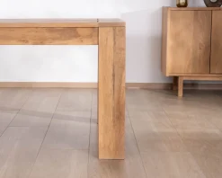 Table de repas extensible en manguier teinte chêne clair 