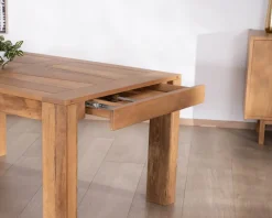 Table de repas extensible en manguier teinte chêne clair 